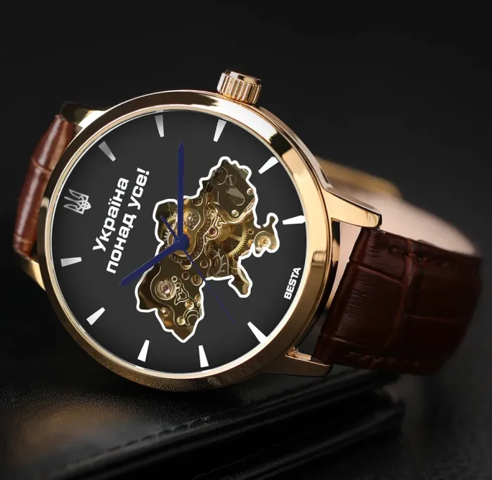 Чоловічий механічний годинник Besta Skeleton Gold Black Dial - зображення 4