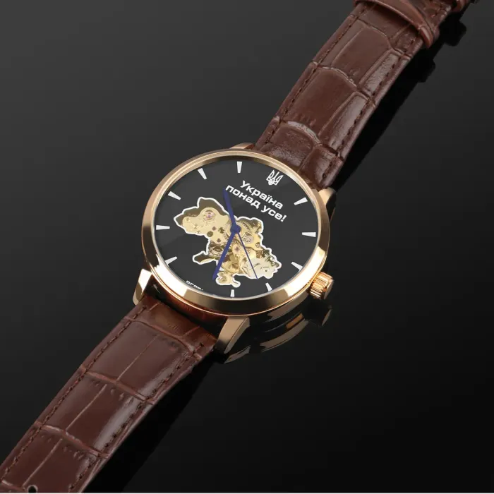 Чоловічий механічний годинник Besta Skeleton Gold Black Dial - зображення 5