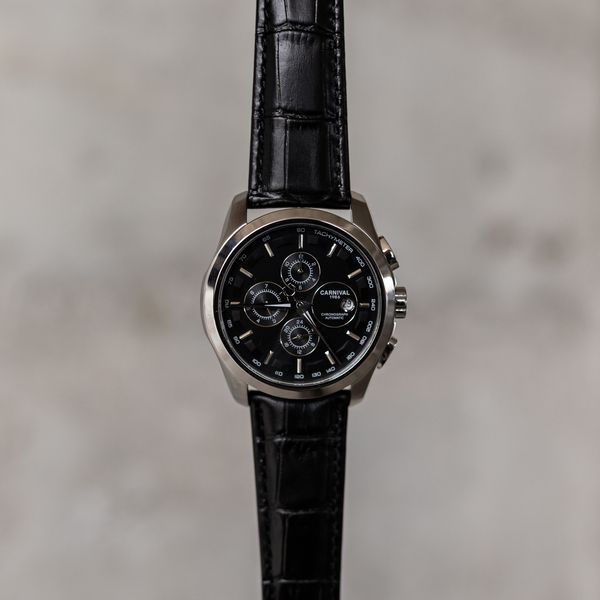 Чоловічий механічний годинник Carnival Genius Prestige Black, 2 ремінці - изображение 3