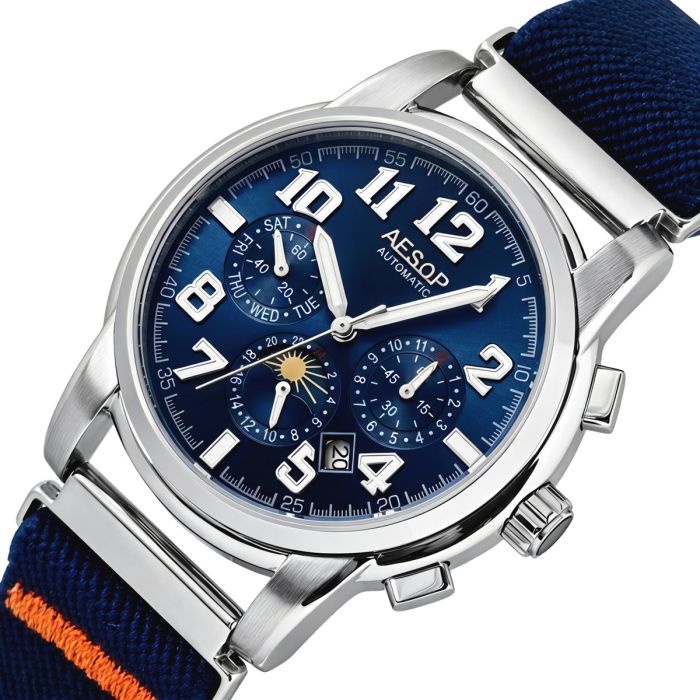 Чоловічий механічний годинник Aesop Original Indigo Blue, 2 ремінці - изображение 1