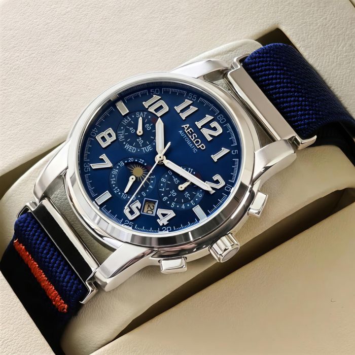 Чоловічий механічний годинник Aesop Original Indigo Blue, 2 ремінці - изображение 2