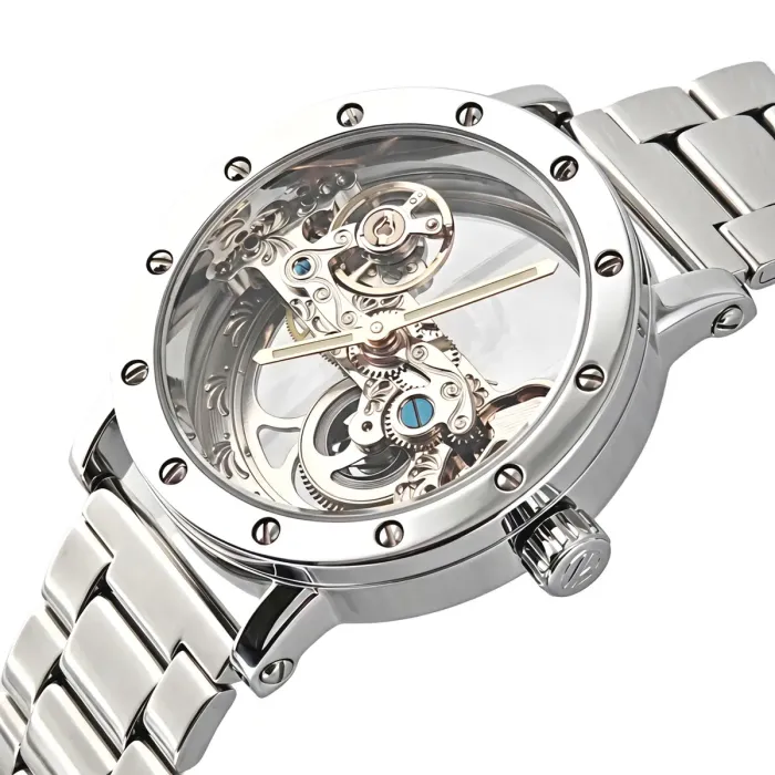 Чоловічий механічний годинник Forsining Air Silver Metal, 2 ремінці - зображення 1