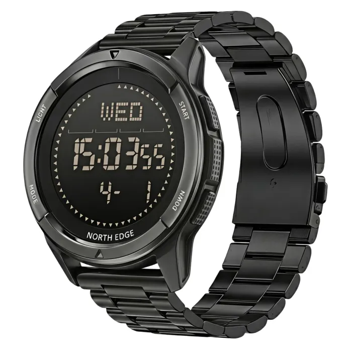 Чоловічий водостійкий спортивний тактичний з компасом годинник North Edge Alps Stainless Black з компасом - зображення 2