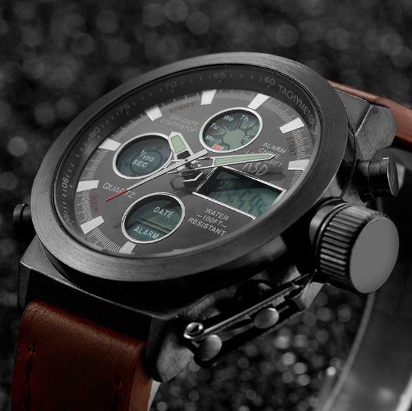 Чоловічий водостійкий спортивний тактичний годинник AMST Mountain Bordo, 2 ремінці - зображення 4