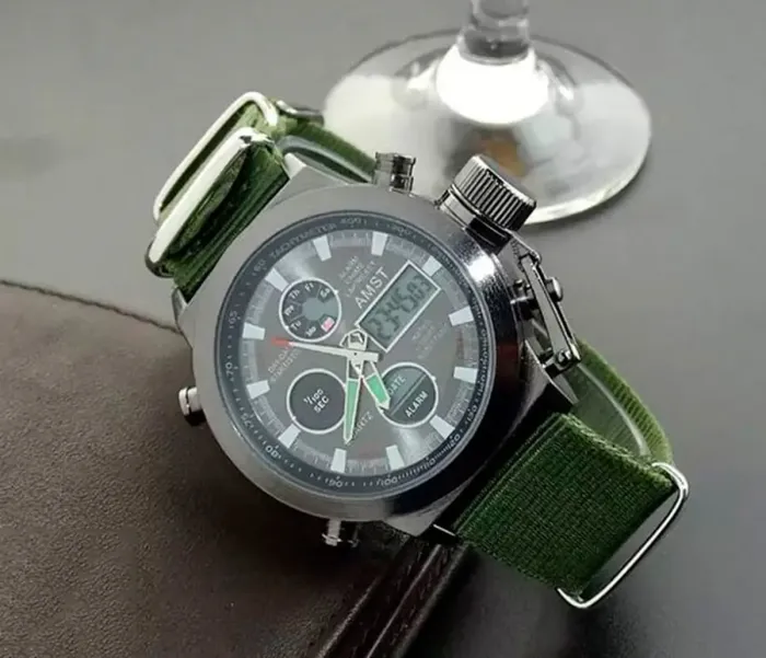 Чоловічий спортивний водостійкий тактичний годинник AMST Mountain Green - зображення 8