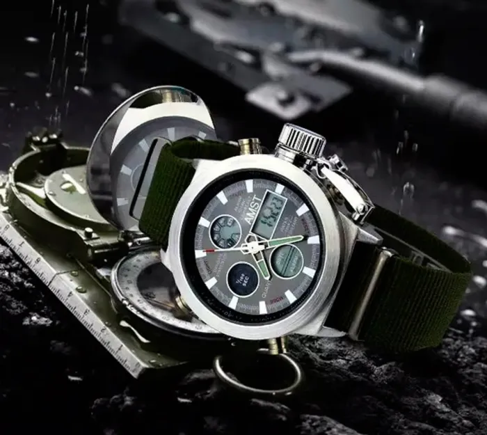 Чоловічий спортивний водостійкий тактичний годинник AMST Mountain Green - зображення 9