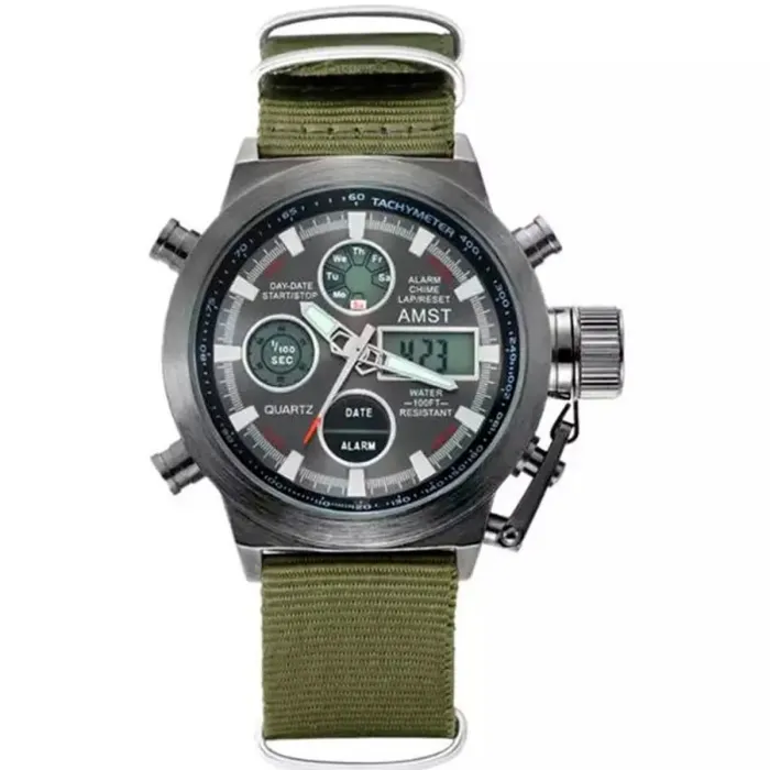 Чоловічий спортивний водостійкий тактичний годинник AMST Mountain Green - зображення 2