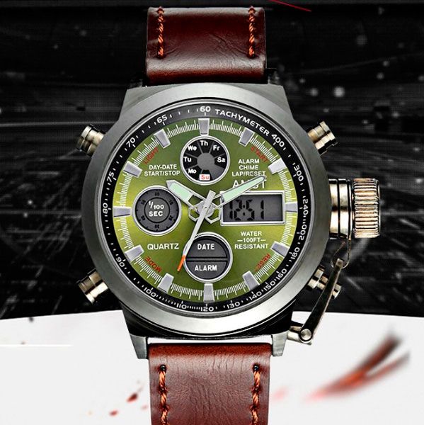 Чоловічий водостійкий спортивний тактичний годинник AMST Mountain Bordo, 2 ремінці - зображення 5