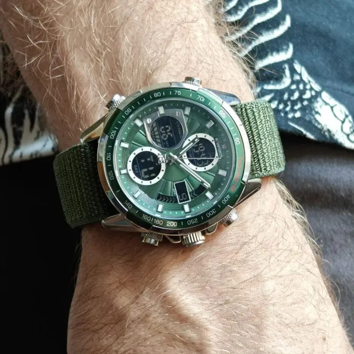 Чоловічий спортивний тактичний годинник Naviforce Fly Army Hook Green, 2 ремінці - зображення 6