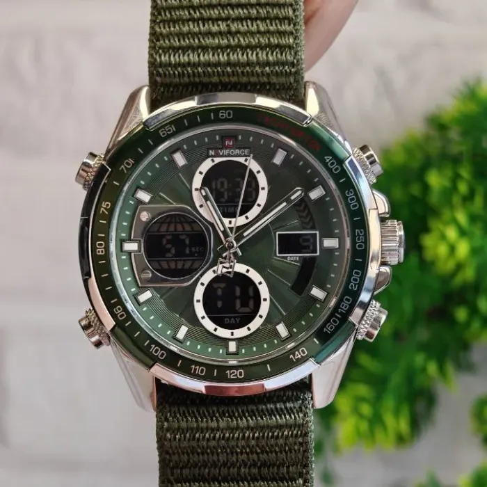 Чоловічий спортивний тактичний годинник Naviforce Fly Army Hook Green, 2 ремінці - зображення 7