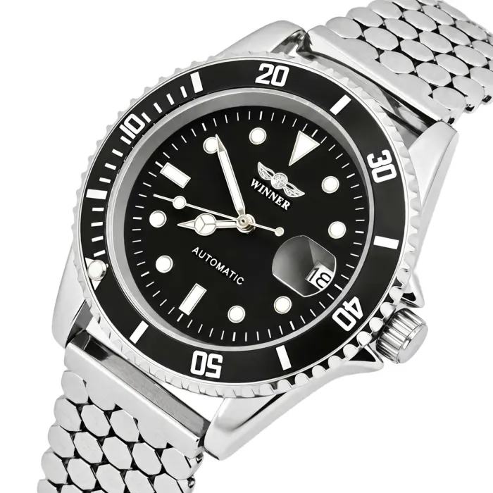 Чоловічий механічний годинник Winner Basel Hexagon Steel - зображення 1