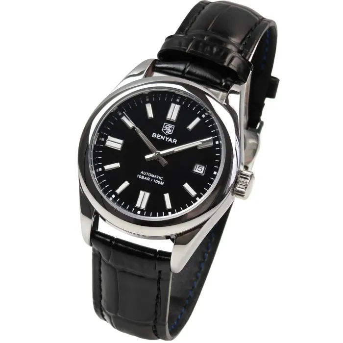 Чоловічий механічний годинник Benyar Automatic Leather Deluxe 10 BAR, 2 ремінці - зображення 2