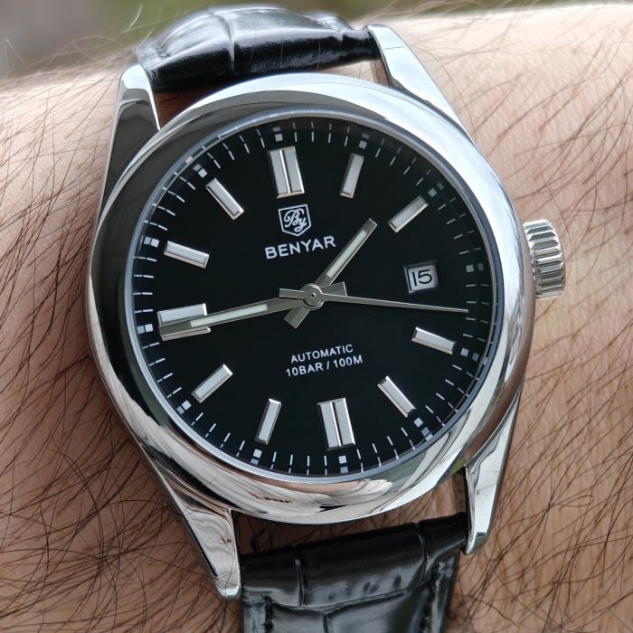 Чоловічий механічний годинник Benyar Automatic Leather Deluxe 10 BAR, 2 ремінці - зображення 6