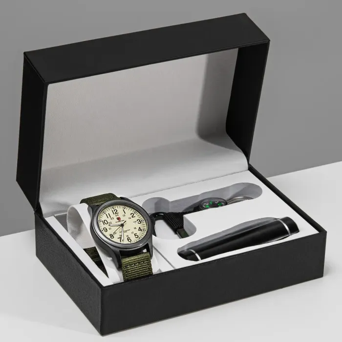 Чоловічий тактичний годинник Besta Box Command Light подарунковий набір, з компасом - зображення 1