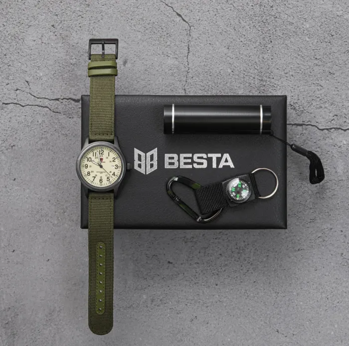 Чоловічий тактичний годинник Besta Box Command Light подарунковий набір, з компасом - зображення 2