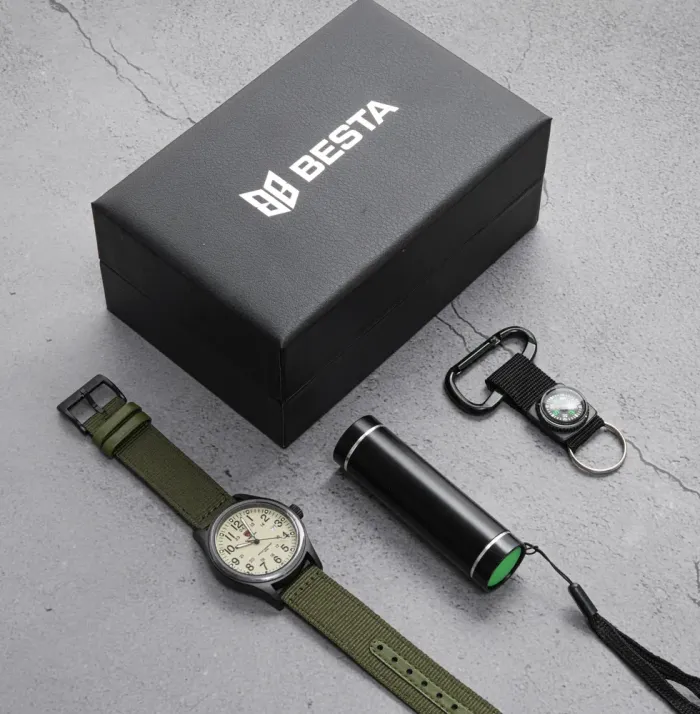 Чоловічий тактичний годинник Besta Box Command Light подарунковий набір, з компасом - зображення 4