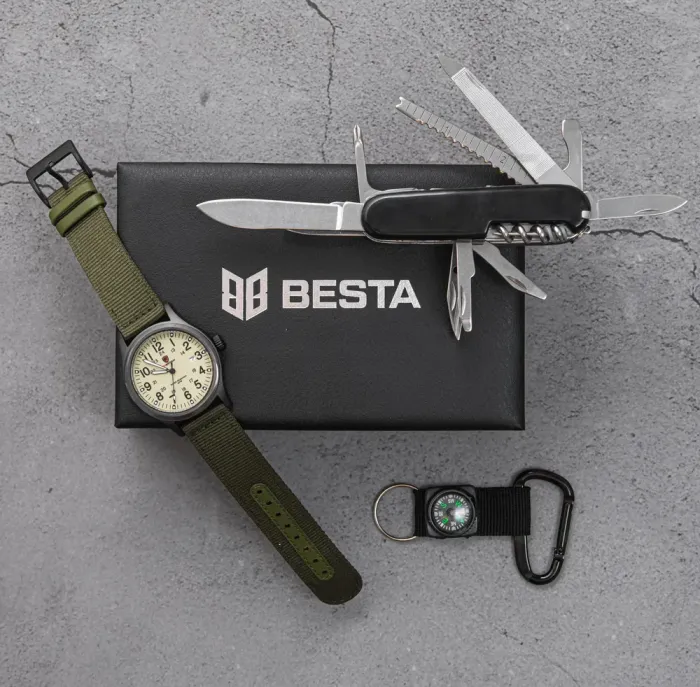 Чоловічий тактичний годинник Besta Box Command Set подарунковий набір, з компасом - зображення 2