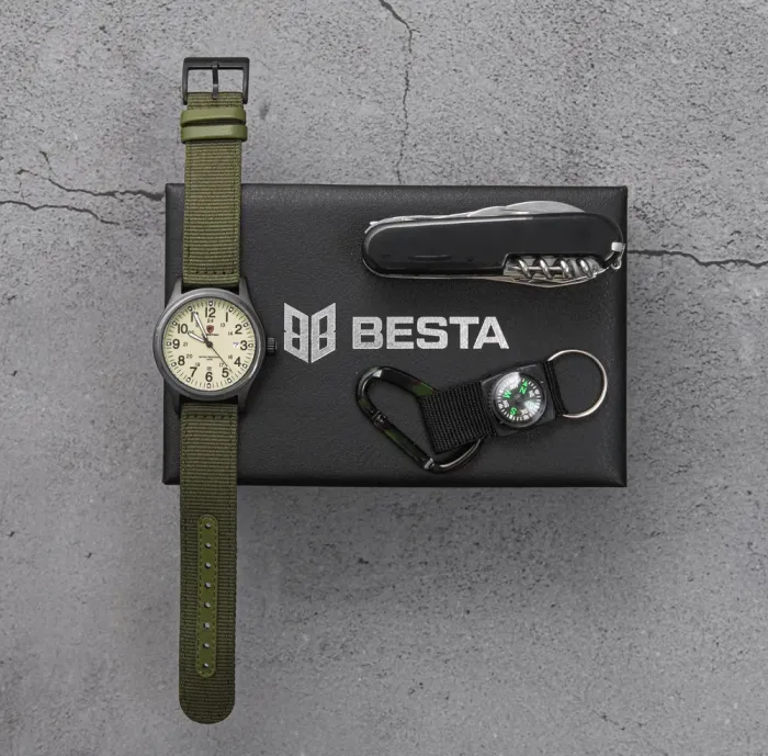 Чоловічий тактичний годинник Besta Box Command Set подарунковий набір, з компасом - зображення 5