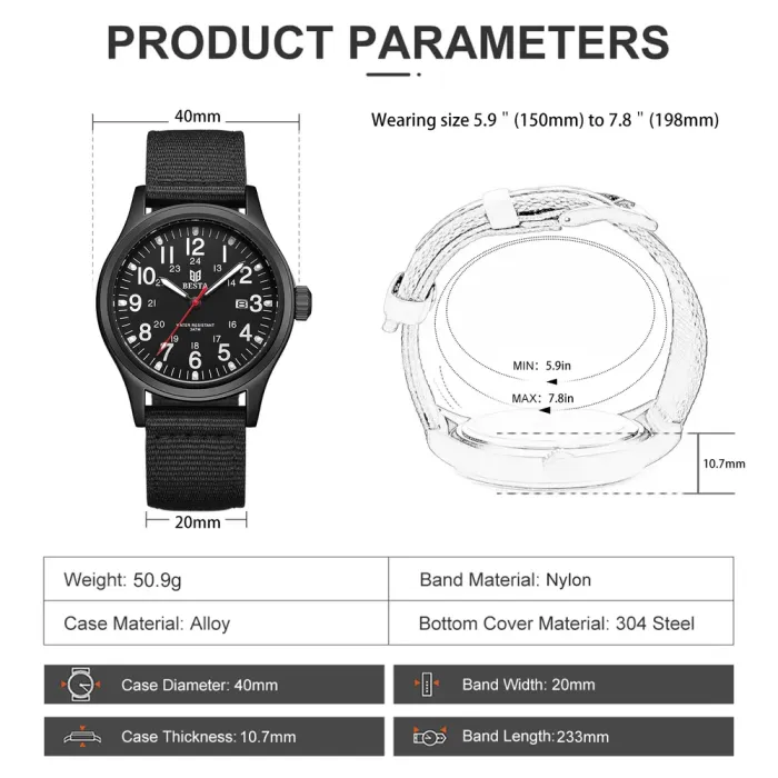 Чоловічий тактичний годинник Besta Command Black - зображення 7