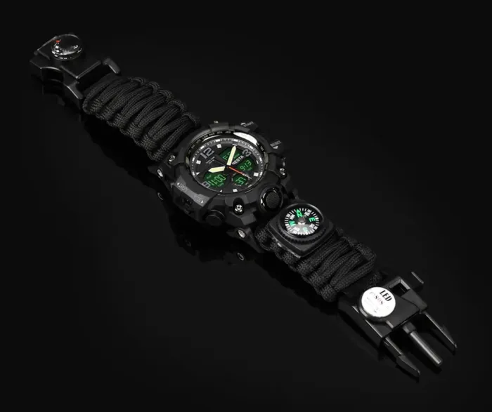 Чоловічий водостійкий спортивний тактичний з компасом годинник Besta Life Pro AllBlack з компасом - зображення 4