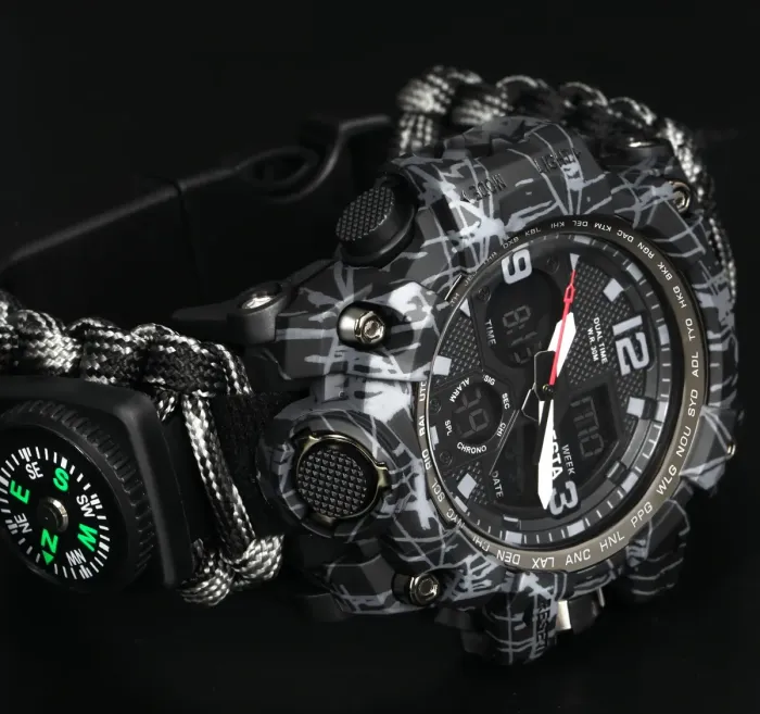 Чоловічий водостійкий спортивний тактичний з компасом годинник Besta Life Pro Grey з компасом - зображення 4