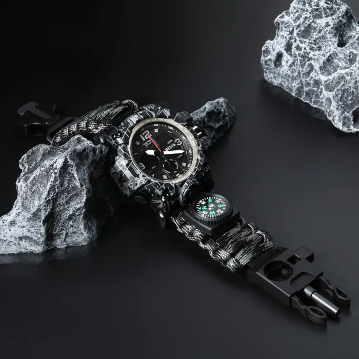 Чоловічий водостійкий спортивний тактичний з компасом годинник Besta Life Pro Grey з компасом - зображення 5