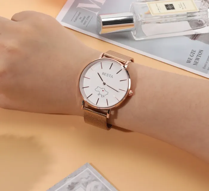 Унісекс годинники Besta Love UA Beige Flower, 2 ремінці - зображення 4