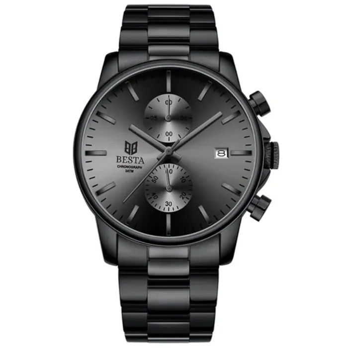 Чоловічий годинник Besta Mars Premium Leather Black, 2 ремінці - изображение 3