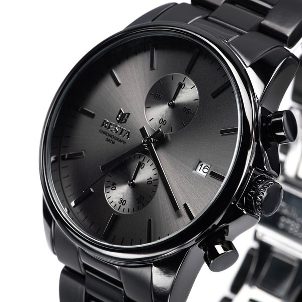 Чоловічий годинник Besta Mars Premium Leather Black, 2 ремінці - изображение 4