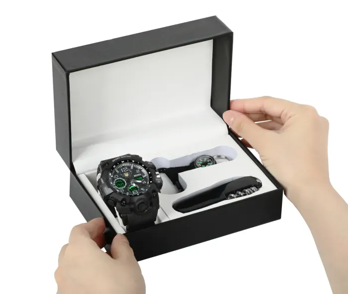 Чоловічий водостійкий спортивний тактичний годинник Besta Box Peremoga Set подарунковий набір, з компасом - зображення 3