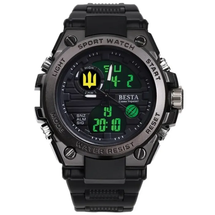 Чоловічий водостійкий спортивний тактичний годинник Besta Tattoo Tryzub - зображення 1