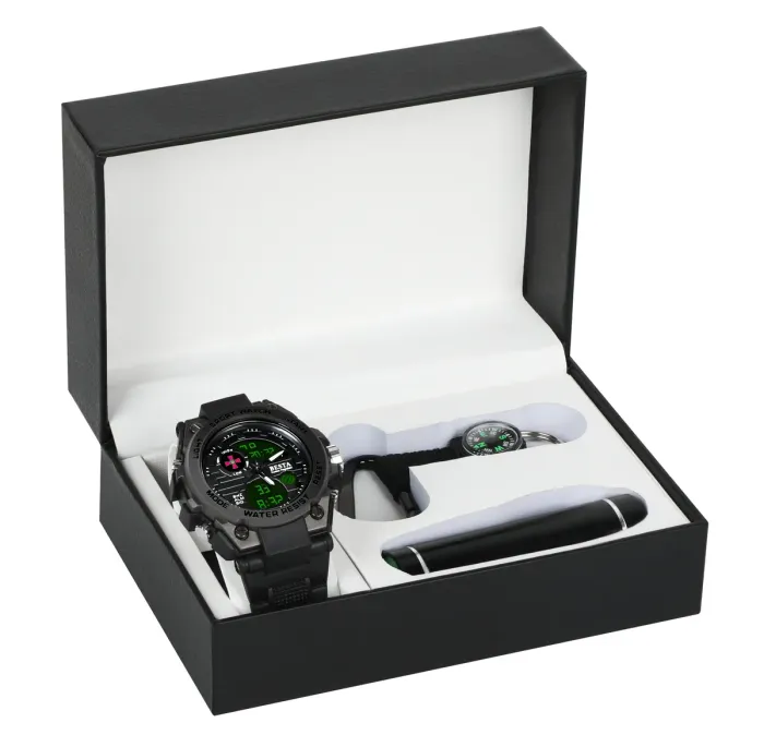 Чоловічий водостійкий спортивний тактичний годинник Besta Box Tattoo ЗСУ Light подарунковий набір, з компасом - зображення 1