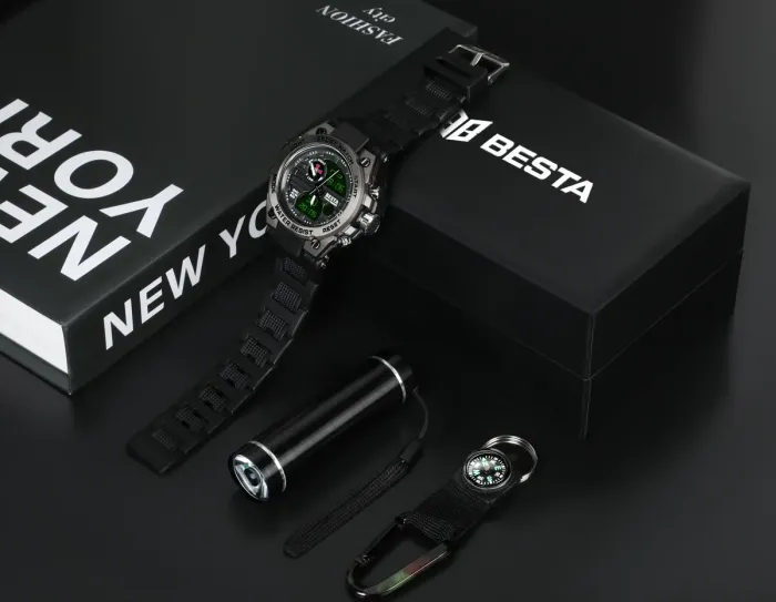 Чоловічий водостійкий спортивний тактичний годинник Besta Box Tattoo ЗСУ Light подарунковий набір, з компасом - зображення 2