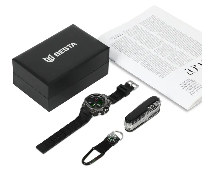 Чоловічий водостійкий спортивний тактичний годинник Besta Box Tattoo ЗСУ Set подарунковий набір, з компасом - зображення 4