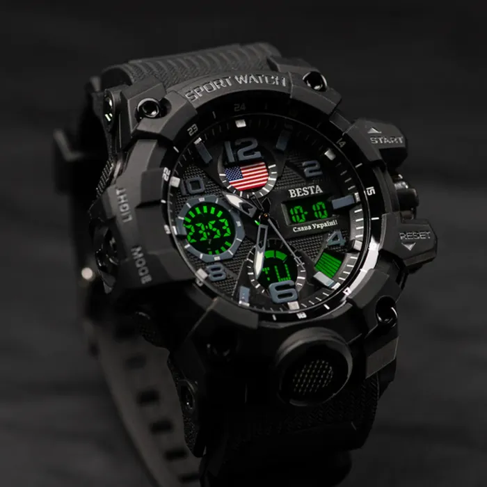 Чоловічий водостійкий спортивний тактичний годинник Besta USA FLAG - зображення 2