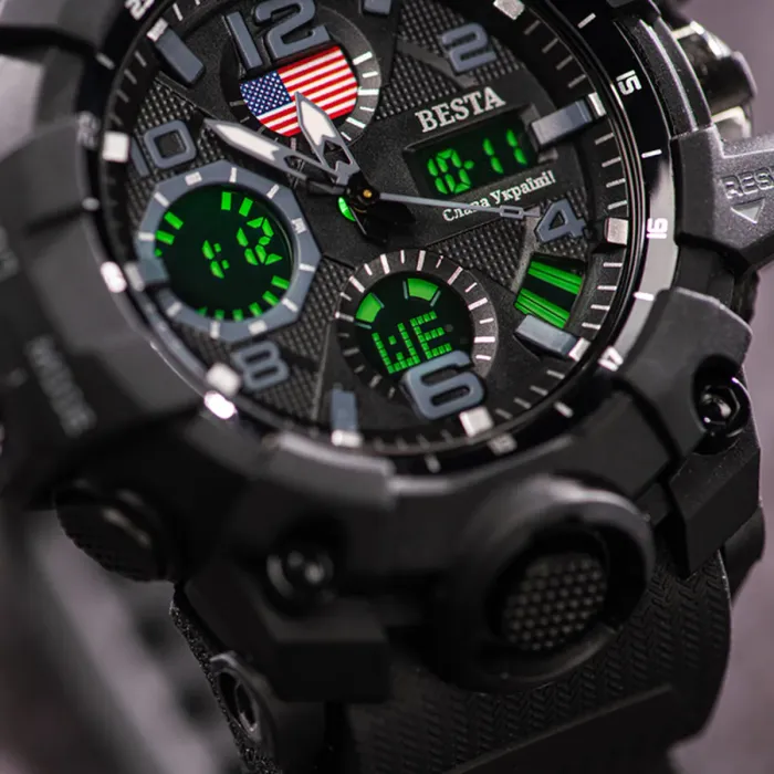 Чоловічий водостійкий спортивний тактичний годинник Besta USA FLAG - зображення 3