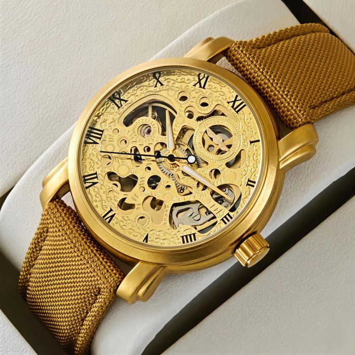 Чоловічий механічний годинник Winner BestSeller Sahara Gold, 2 ремінці - изображение 2