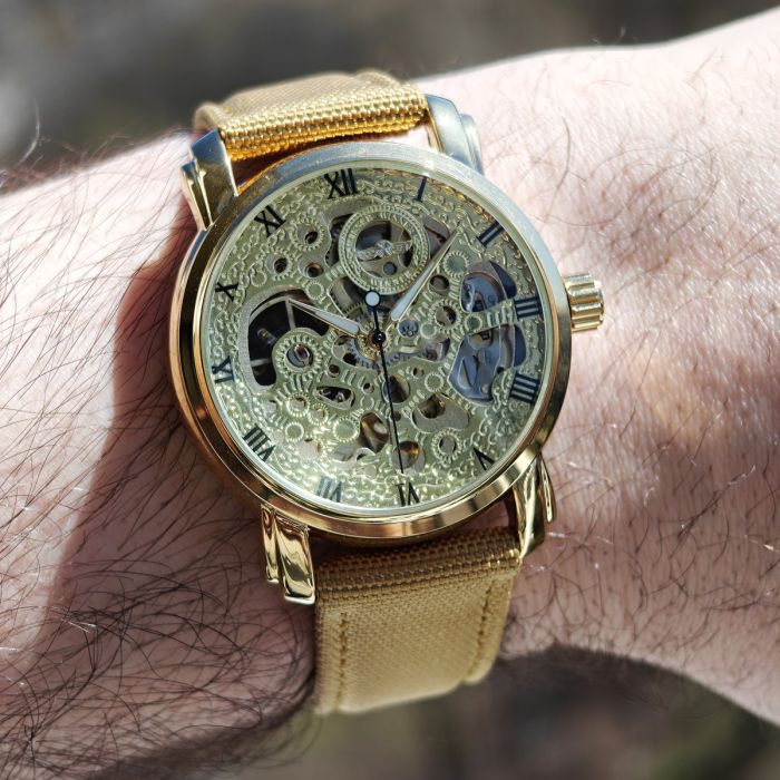 Чоловічий механічний годинник Winner BestSeller Sahara Gold, 2 ремінці - изображение 7