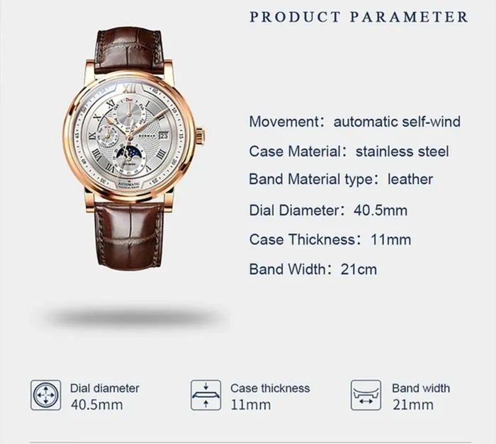 Чоловічий механічний годинник Borman Club - зображення 8