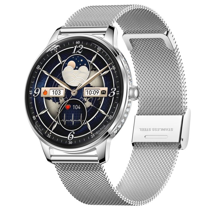 Розумний смарт годинник Smart Brilliant Slim Silver Rubber - зображення 2
