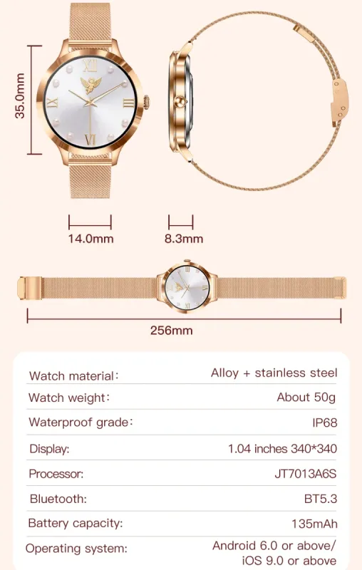 Розумний смарт годинник Smart Vip Lady Butterfly Gold - зображення 10