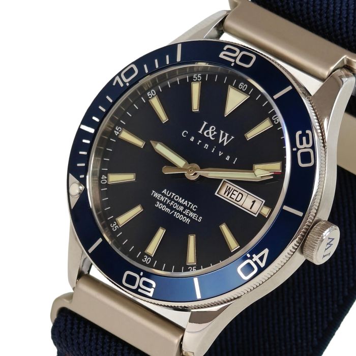 Чоловічий механічний годинник Carnival BlueMarine Nylon Strap 10 Bar, 2 ремінці - зображення 1