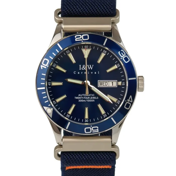 Чоловічий механічний годинник Carnival BlueMarine Nylon Strap 10 Bar, 2 ремінці - зображення 2