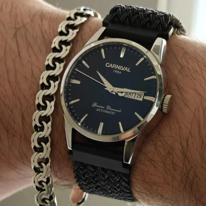 Чоловічий механічний годинник Carnival Flagman Magnetic Grey, 2 ремінці - зображення 6