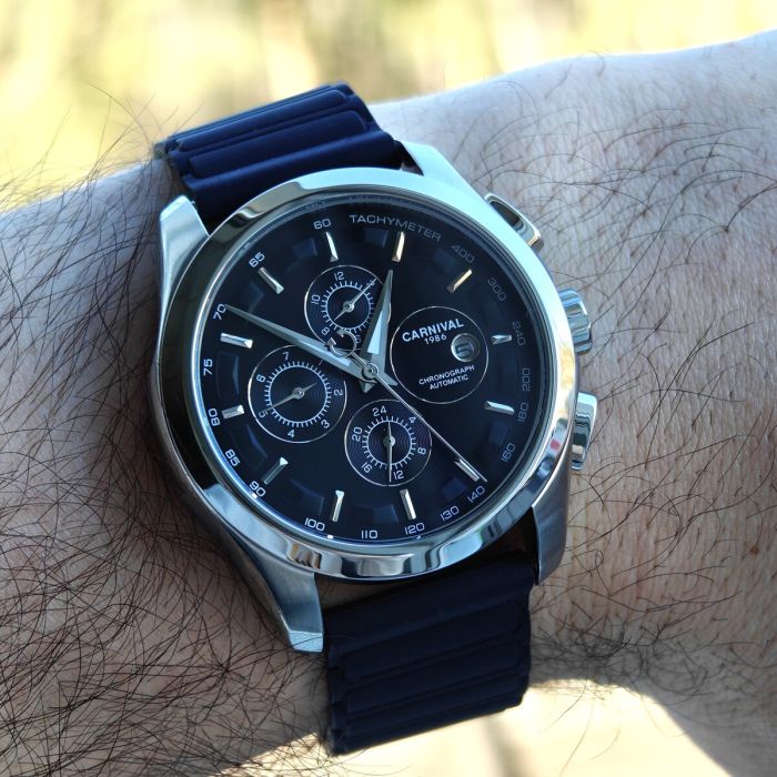 Чоловічий механічний годинник Carnival Genius Prestige Black, 2 ремінці - изображение 6