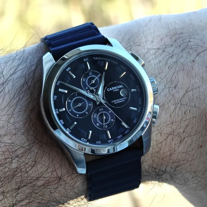 Чоловічий механічний годинник Carnival Genius Prestige Black, 2 ремінці - зображення 6