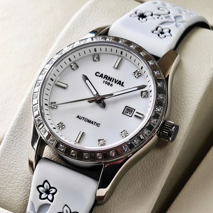 Жіночий механічний годинник Carnival Luiza White Flower, 2 ремінці - зображення 1