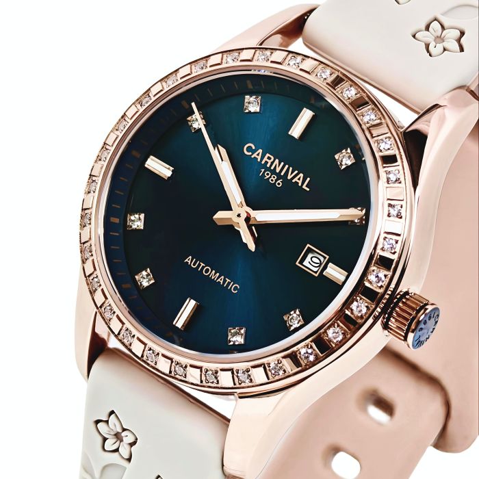 Жіночий механічний годинник Carnival Maldives Beige Flower, 2 ремінці - зображення 1