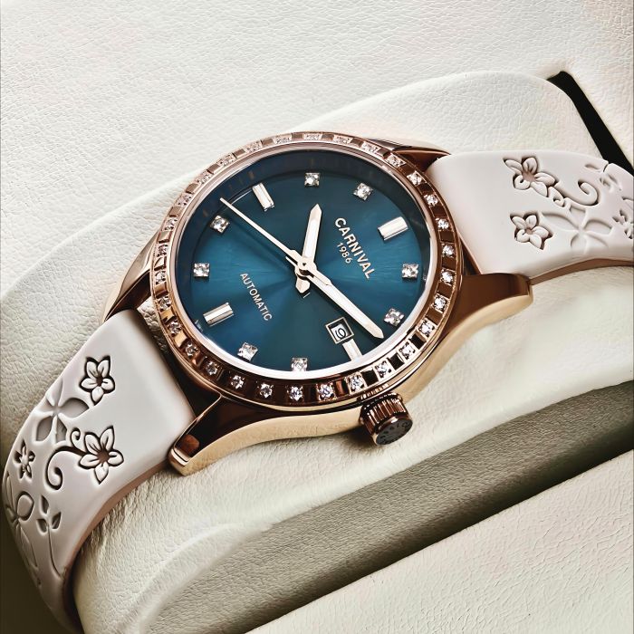 Жіночий механічний годинник Carnival Maldives Beige Flower, 2 ремінці - зображення 7