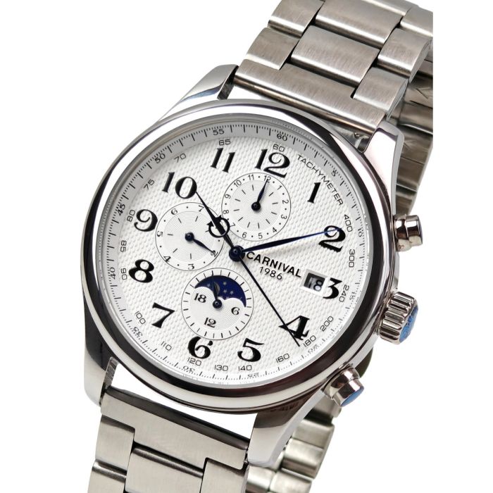 Чоловічий механічний годинник Carnival Masters Silver Metal, 2 ремінці - зображення 3